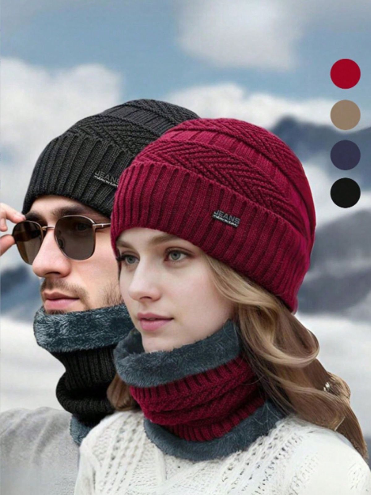Winter 2-in-1 Knit Beanie Cap with Neck Warmer – Unisex