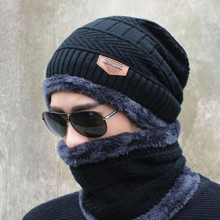 Winter 2-in-1 Knit Beanie Cap with Neck Warmer – Unisex
