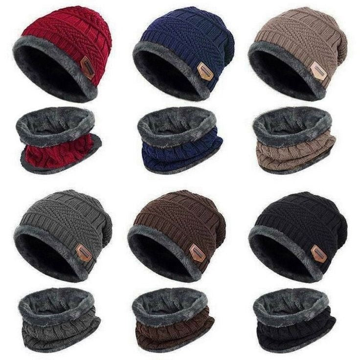 Winter 2-in-1 Knit Beanie Cap with Neck Warmer – Unisex