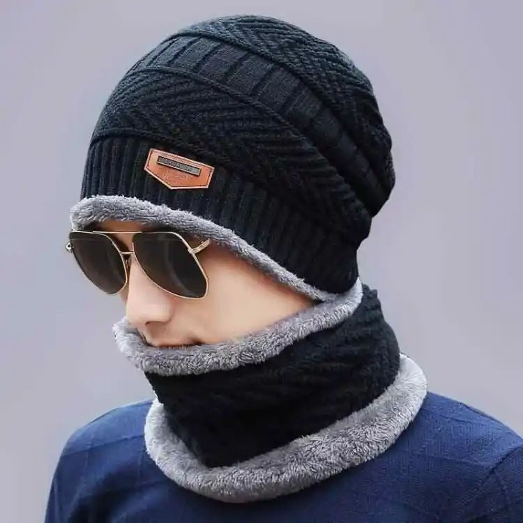 Winter 2-in-1 Knit Beanie Cap with Neck Warmer – Unisex